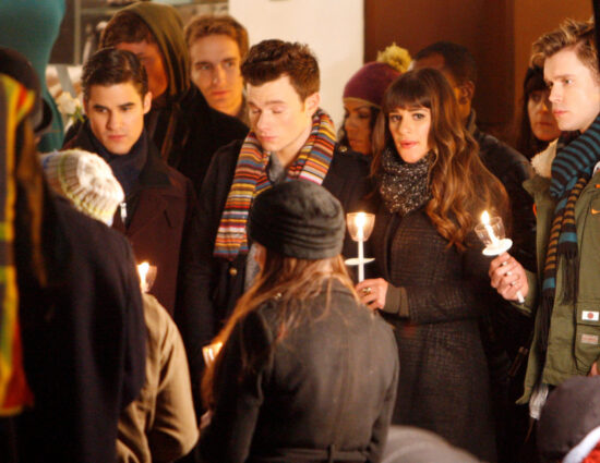 [CANDIDS] Lea Michele, Chris Colfer e Chord Overstreet no set de Glee